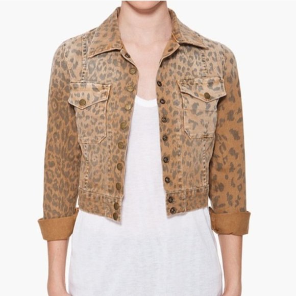 Current/Elliott Jackets & Blazers - Current/elliot The Snap Leopard Print Denim Jacket